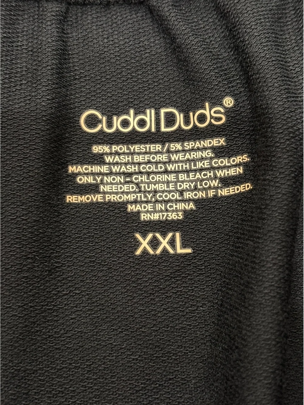 Cuddl Duds Lounge Pants XXL Black Polyester Spandex